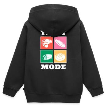 Illustration de pain drôle de mode à la levure - Sweat Premium à capuche zippé enfant bio - noir - Dos - AI Model Kid Male (0cm)