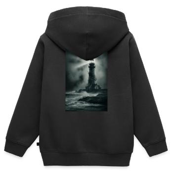 Leuchtturm Segeln Schifffahrt Cool - Kinder Premium Organic Zip Hoodie - Schwarz - Hinten - AI Model Kid Male (0cm)