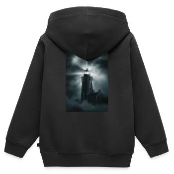 Leuchtturm Segeln Schifffahrt Modern - Kinder Premium Organic Zip Hoodie - Schwarz - Hinten - AI Model Kid Male (0cm)