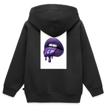Funny Humor Irony Saying Lips - Kids Premium Organic Zip-up Hoodie - black - Back - AI Model Kid Male (0cm)
