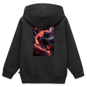 Fuchs Füchse Tier Animal - Kinder Premium Organic Zip Hoodie - Schwarz - Hinten - AI Model Kid Male (0cm)