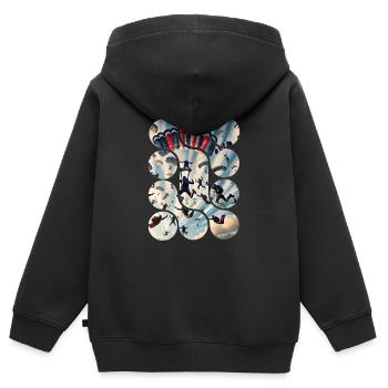 Descente Aérienne - Sweat Premium à capuche zippé enfant bio - noir - Dos - AI Model Kid Male (0cm)