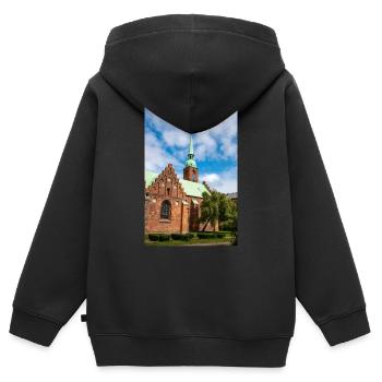 Klosterkirken, Aarhus, Dänemark - Kinder Premium Organic Zip Hoodie - Schwarz - Hinten - AI Model Kid Male (0cm)