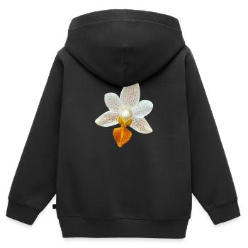 Fleur d’orchidée Phalaenopsis MiniMark Orchidée - Sweat Premium à capuche zippé enfant bio - noir - Dos - AI Model Kid Male (0cm)