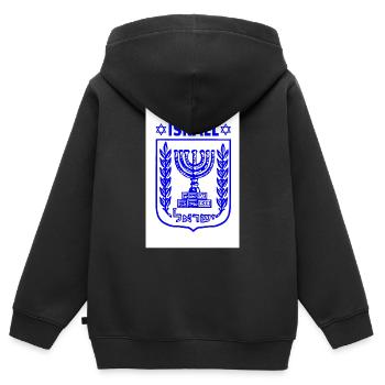 Menorah Armoiries d’Israël Armoiries d’Israël - Sweat Premium à capuche zippé enfant bio - noir - Dos - AI Model Kid Male (0cm)
