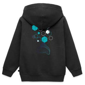 GeoFusion 3: Kühnes geometrisches Design - Kinder Premium Organic Zip Hoodie - Schwarz - Hinten - AI Model Kid Male (0cm)