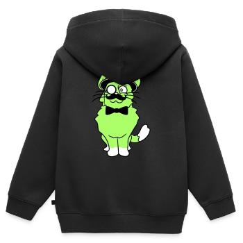 Sir Cat Gentleman Chapeau Costume Monocle Riche M. - Sweat Premium à capuche zippé enfant bio - noir - Dos - AI Model Kid Male (0cm)