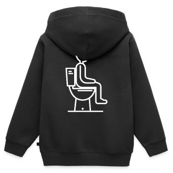 Toilette - Kinder Premium Organic Zip Hoodie - Schwarz - Hinten - AI Model Kid Male (0cm)