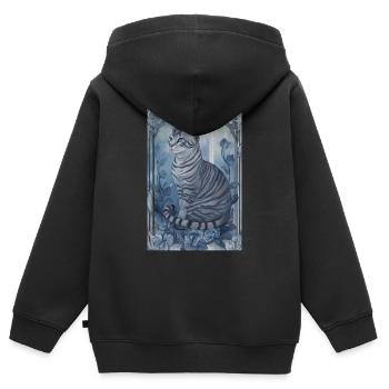 jayfeather häherfeder schöne getigerte Katze grau - Kinder Premium Organic Zip Hoodie - Schwarz - Hinten - AI Model Kid Male (0cm)