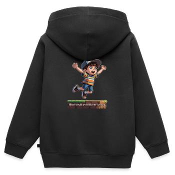 The 8bit Fly Guy - Kinder Premium Organic Zip Hoodie - Schwarz - Hinten - AI Model Kid Male (0cm)