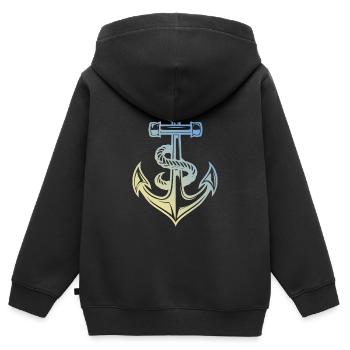 Ancre - Sweat Premium à capuche zippé enfant bio - noir - Dos - AI Model Kid Male (0cm)