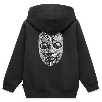 Maske - Kinder Premium Organic Zip Hoodie - Schwarz - Hinten - AI Model Kid Male (0cm)