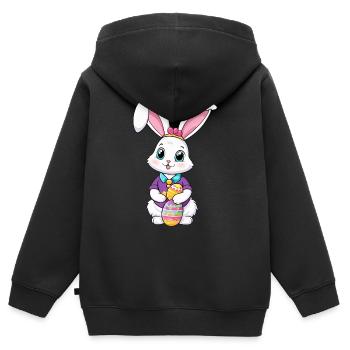 Osterhase mit Ostereiern - Kinder Premium Organic Zip Hoodie - Schwarz - Hinten - AI Model Kid Male (0cm)