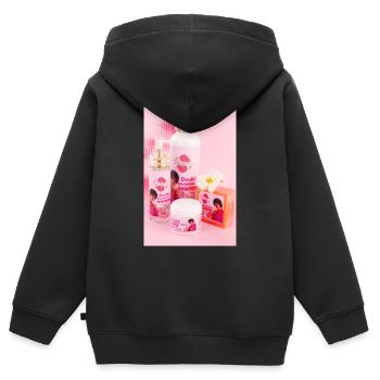 ROSE-BEAUTY Bekleidung - Kinder Premium Organic Zip Hoodie - Schwarz - Hinten - AI Model Kid Male (0cm)