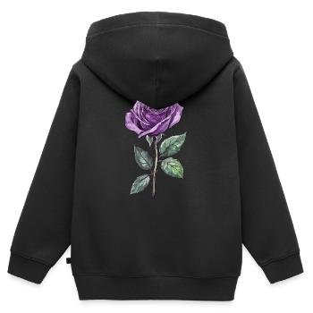 Purple Rose Lila Rose - Kinder Premium Organic Zip Hoodie - Schwarz - Hinten - AI Model Kid Male (0cm)