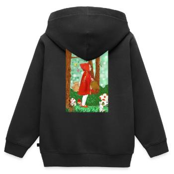 Forêt enchantée - Sweat Premium à capuche zippé enfant bio - noir - Dos - AI Model Kid Male (0cm)