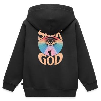 Chercher Dieu - Conception fidèle - Sweat Premium à capuche zippé enfant bio - noir - Dos - AI Model Kid Male (0cm)