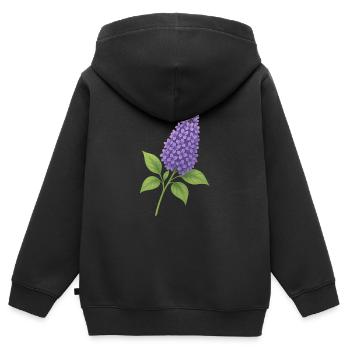 Fliederblüte – zarte Frühlingspracht - Kinder Premium Organic Zip Hoodie - Schwarz - Hinten - AI Model Kid Male (0cm)