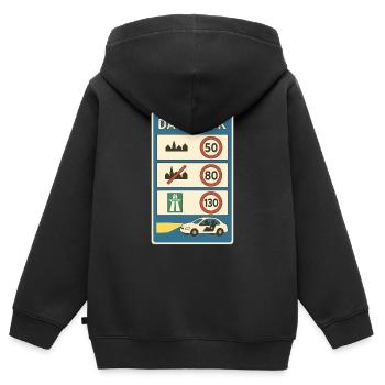 Danemark Panneau de règles de circulation Frontière - Sweat Premium à capuche zippé enfant bio - noir - Dos - AI Model Kid Male (0cm)