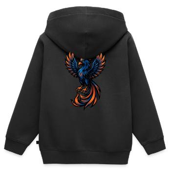 Phoenix – Feurige Wiedergeburt | Urbanes Zodiac-Maskottchen - Kinder Premium Organic Zip Hoodie - Schwarz - Hinten - AI Model Kid Male (0cm)