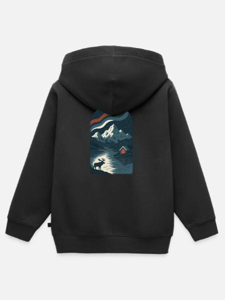 Norwegen - Kinder Premium Organic Zip Hoodie - Schwarz