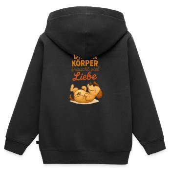 hundeliebe - Kinder Premium Organic Zip Hoodie - Schwarz - Hinten - AI Model Kid Male (0cm)