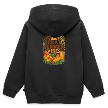 Brat Summer Vibes - Retro-Ästhetik trifft Gen Z - Kinder Premium Organic Zip Hoodie - Schwarz - Hinten - AI Model Kid Male (0cm)