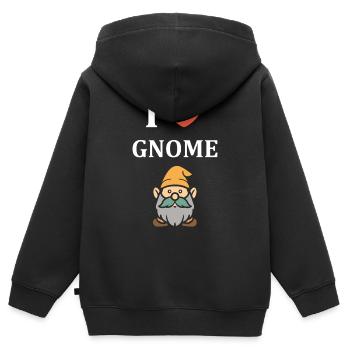 Ich liebe Gnome - Kinder Premium Organic Zip Hoodie - Schwarz - Hinten - AI Model Kid Male (0cm)