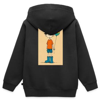 Kleiner Junge spielt Ball - Kinder Premium Organic Zip Hoodie - Schwarz - Hinten - AI Model Kid Male (0cm)