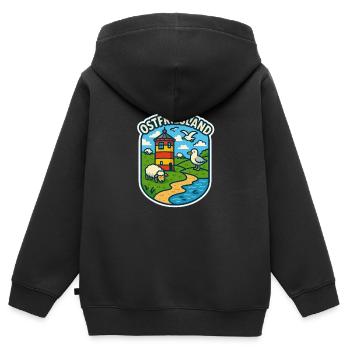 Ostfriesland - Kinder Premium Organic Zip Hoodie - Schwarz - Hinten - AI Model Kid Male (0cm)