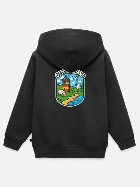 Ostfriesland - Kinder Premium Organic Zip Hoodie - Schwarz
