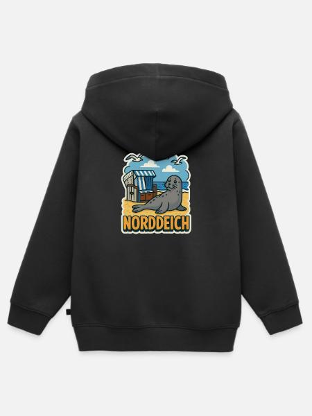 Norddeich - Kinder Premium Organic Zip Hoodie - Schwarz