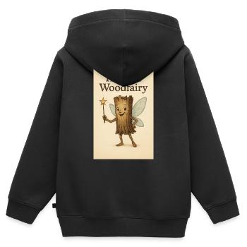 Holla la fée des bois - Holla la fée de la forêt imprimé - Sweat Premium à capuche zippé enfant bio - noir - Dos - AI Model Kid Male (0cm)