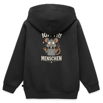 Satire - Beurk ! Les gens Rat que je déteste - Sweat Premium à capuche zippé enfant bio - noir - Dos - AI Model Kid Male (0cm)