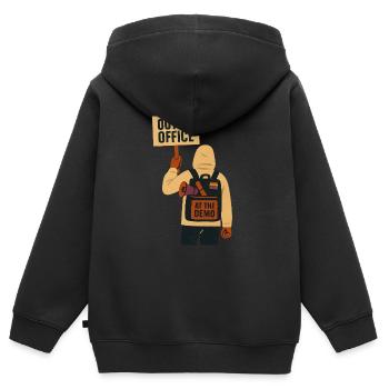 Out of Office, on the demo. - Kids Premium Organic Zip-up Hoodie - black - Back - AI Model Kid Male (0cm)