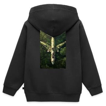 Épave d’avion abandonnée dans la jungle - Sweat Premium à capuche zippé enfant bio - noir - Dos - AI Model Kid Male (0cm)