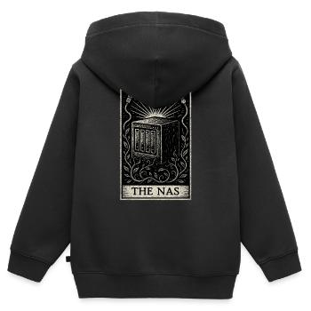 Datafararding Tarot : l’oracle du NAS - Sweat Premium à capuche zippé enfant bio - noir - Dos - AI Model Kid Male (0cm)