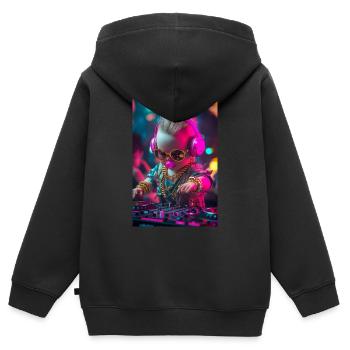 DJ Baby Droppin' Beats - Kinder Premium Organic Zip Hoodie - Schwarz - Hinten - AI Model Kid Male (0cm)