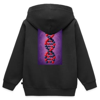 Beeren-DNA-Twist - Kinder Premium Organic Zip Hoodie - Schwarz - Hinten - AI Model Kid Male (0cm)