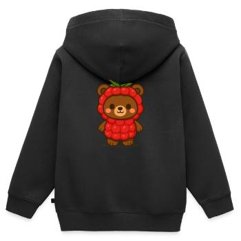Bärenstark und fruchtig süß Himbeerbär - Kinder Premium Organic Zip Hoodie - Schwarz - Hinten - AI Model Kid Male (0cm)