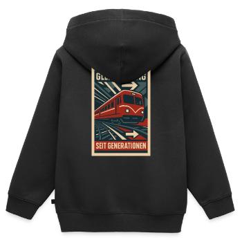 Gleis Führung Generation U Bahn Eisenbahn - Kinder Premium Organic Zip Hoodie - Schwarz - Hinten - AI Model Kid Male (0cm)