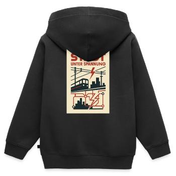 Ville Sous Tension Métro Foudre Courant Métropole - Sweat Premium à capuche zippé enfant bio - noir - Dos - AI Model Kid Male (0cm)