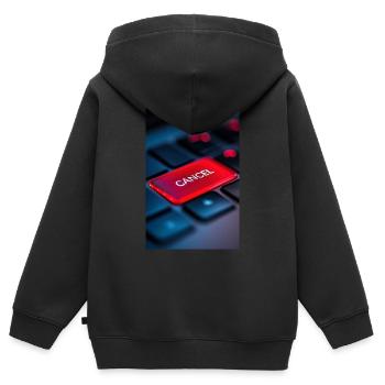 Rot Abbrechen-Tasten-Highlight - Kinder Premium Organic Zip Hoodie - Schwarz - Hinten - AI Model Kid Male (0cm)
