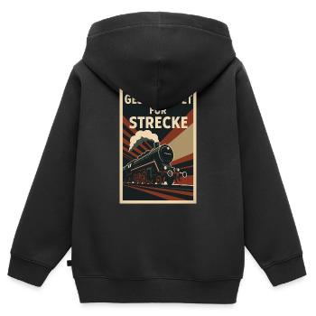 Eisenbahn geschmiedet für Strecke Güterzug - Kinder Premium Organic Zip Hoodie - Schwarz - Hinten - AI Model Kid Male (0cm)