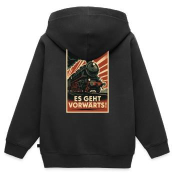 Eisenbahn Es geht vorwärts - Kinder Premium Organic Zip Hoodie - Schwarz - Hinten - AI Model Kid Male (0cm)