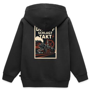 Eisenbahn Dampf schlägt Takt - Kinder Premium Organic Zip Hoodie - Schwarz - Hinten - AI Model Kid Male (0cm)
