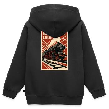 Eisenbahn Linie Lauf Leistung - Kinder Premium Organic Zip Hoodie - Schwarz - Hinten - AI Model Kid Male (0cm)