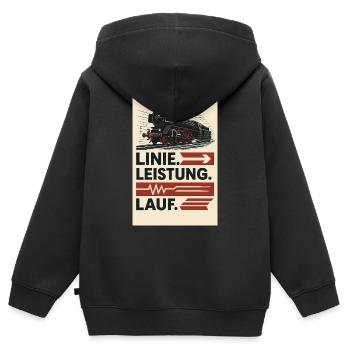 Eisenbahn Dampflok Linie Leistung Lauf - Kinder Premium Organic Zip Hoodie - Schwarz - Hinten - AI Model Kid Male (0cm)