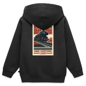 Eisenbahn Dampflok Linie Leistung Lauf - Kinder Premium Organic Zip Hoodie - Schwarz - Hinten - AI Model Kid Male (0cm)