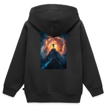 Unter kosmischem Feuer - Kinder Premium Organic Zip Hoodie - Schwarz - Hinten - AI Model Kid Male (0cm)